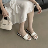 KYLETHOMASW  -  Shoes Woman 2025 Slippers Summer Square Toe Luxury Slides Rivet Pantofle Flat Designer New Rivet Shoes Slippers Women Summer Pan