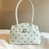 KYLETHOMASW  -  Sweet Cute Jelly Tote Bag Women Color Contrast Polka Dot Print Large Capacity Handbag Ladies Dopamine Fashion Y2K Shoulder Bags