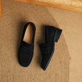 KYLETHOMASW  -  Kid Suede Penny Loafers Women Handmade Autumn Winter Casual Shoes Ladies Leisure Slip-on Creeper Flats Brown Size 34-43