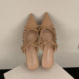 KYLETHOMASW  -  Fashion Butterfly-Knot Footwear Flats With Shoes For Women Mules Pointed Toe Female Shallow Ladies Flats Slip On Shoes