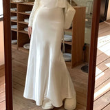 KYLETHOMASW  -  Satin Mermaid Skirts Women Solid Spring Summer Elegant Faldas Mujer Korean Fashion Sweet Simple Retro Long Skirt