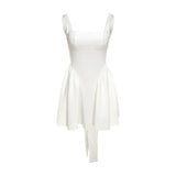 KYLETHOMASW  -  Three Sisters Summer New Temperament Elegant Birthday Party White Woman Clothing Backless Tie Bow Solid Color Prom Dress  2025