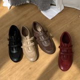 KYLETHOMASW  -  Autumn Red Coffee New Brand Women Flat Shoes Fashion Round Toe Sneakers Soft Flat Heel Ladies Casual Outdoor Single Shoes