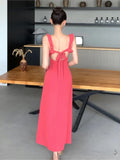 KYLETHOMASW  -  Women's Elegant Halter Sleeveless Midi Sling Dress Summer New Ruffled A-Line Slim Sexy Holiday Evening Party Bodycon Dress
