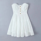 KYLETHOMASW  -  Sexy Lace Wrap Chest Slim Fit Dress French Fashion Blogger Off Shouder White Summer Mini Dress Women