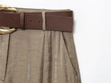 KYLETHOMASW  -  Minimalist Gold Satin Wide Leg Pants Women's French Office Ladies Lazy High Waist Loose Pants Trousers Women