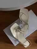 KYLETHOMASW  -  Retro Square Toe Clip Toe Sandals Kitten Heel Back Strap Brown Solid Concise French Style Sexy Fashion Women Shoes Summer Casual