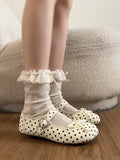 KYLETHOMASW  -  Korean Polka Dot Mary Jane Shoes Women's Fashionable Versatile Sweet  Knot One Strap Little Leather Shoes Spring