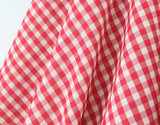 KYLETHOMASW  -  Sexy Red Plaid Print Halter Dress Women Slim Low Waist Spliced Khaki Wood ears Lining Swing Ball Gown Short Dresses Summer Robe