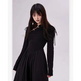 Kylethomasw Black Gothic Women Dress Elegant Vintage Y2K Long Sleeve Casual Party Bottoming Chic New Korean Fashion Harajuku Lady Midi Dress