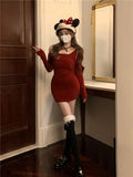 KYLETHOMASW  -  Y2K Knitted Mini Dress Women Streetwear Sexy Off Shoulder Sweater A Line Dresses Christmas Party Korean Bodycon Vestidos