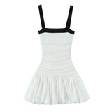 KYLETHOMASW  -  Female Summer Slim Mini Dresses White Square Collar Sleeveless Backless Plaeted Zipper Women's Sexy New Fashion Dress