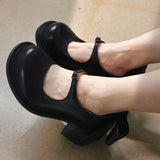 KYLETHOMASW  -  Sweet Cute Style Women Shoes Mary Janes Butterfly-Knot Crude Heel Women Shoes Big Size 35-43 Buckle Strap Young Chaussure Femme