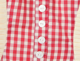 KYLETHOMASW  -  Sexy Red Plaid Print Halter Dress Women Slim Low Waist Spliced Khaki Wood ears Lining Swing Ball Gown Short Dresses Summer Robe