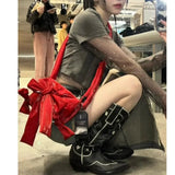 KYLETHOMASW  -  Vintage Red Messenger Bag Purse Women High Street Bow Chic Casual Crossbody Bags Ladies Sweet Cool Y2k Handbag 2025 New