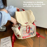 KYLETHOMASW  -  Japanese Cute Nylon Transparent PVC Ita Bag Large Capacity Storage Bag Student Schoolbag Travel Backpack School Satchels