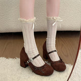 KYLETHOMASW  -  New Spring Thick Heel Women Mary Jane Shoes Fashion Rhinestone Buckle Strap Shoes Ladies Outdoor Elegant Dress Pumps