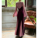 KYLETHOMASW  -  French Design Sense Niche High Sense Temperament Socialite Autumn and Winter Lace Splicing Velvet Temperament Dress Fairy Skirt