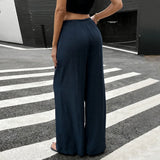 KYLETHOMASW  -  Cotton and Linen Summer Loose Trousers Elegant Wide-leg Beach Trousers with Pockets Casual Trousers