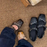 KYLETHOMASW  -  Brand New Women 2‑in‑1 Convertible Ankle Boots Square Toe Vintage Buckle Strap Detachable Cuff Multi‑Wear Cowboy Boots