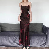 KYLETHOMASW  -  Women's Sleeveless Floral Print Maxi Dress Slim Fit Spaghetti Strap Bodycon Long Dress for Party Evening