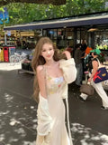 KYLETHOMASW  -  French-style Slimming New Summer Design Sense Tulle Flower Elegant Fishtail Lace Cami Dress