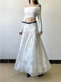 KYLETHOMASW  -  Fashion Lace Skirt Women Korean White Hook Flower Hollow Out Long Skirt Sexy Chic All Match High Waist Faldas Mujer De Skirts