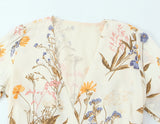 KYLETHOMASW  -  New Women Floral Print Casual Summer Wrap Dress Cross V Neck A-line Short Robe French Style Holiday Dresses