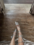 KYLETHOMASW  -  Spring New Silver Dark Goth Y2k Rose Cross Strap Sandals Ladies French Pointed High Heels Stiletto Sandals for Women