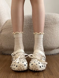 KYLETHOMASW  -  White Thick Heel Inner Heightening Light Mouth Polka Dot Single Shoes Women's New Soft Bottom Mary Janes Spring Fashion