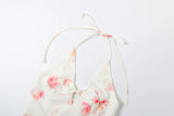KYLETHOMASW  -  Flower Print 2 Piece Set Woman Halter Low-Neck Bow Decoration Tank Tops+Ruffles Long Skirts Beach Style Elegant Outfits