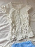 KYLETHOMASW  -  Casual Sweet White Slim Lace T-Shirts Designer Patchwork Hot Girl O-neck Sleeveless Tees Women Vintage Kawaii Fashion Shirt
