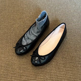 KYLETHOMASW  -  Women's Leather Bow Ballet Women's Flats and Loafers,Slip on Soft Chaussures Pour Femmes,Elegant Party Daily Office Ladies Shoes