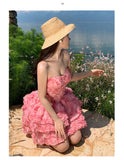 KYLETHOMASW  -  3DThree Dimensional Floral Rose Vintage Waist Cinched Strapless Mini Dress Women Summer Sleeveless Runway Dreses Female Clothing