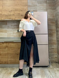 Kylethomasw Cross Bandage Black Sexy Women Streetwear Casual Split Hem Asymmetric Long Skirts High Waist Ladies  New Vestido Fashion