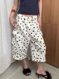 KYLETHOMASW  -  Summer Women Polka Dot Print Wide Leg Barrel Shorts Loose Casual Baggy Denim Pants Streetwear Fashion Trousers