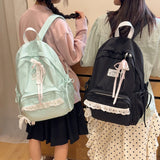 KYLETHOMASW  -  Women's Nylon Lace Bow Backpack Sweet Fresh Aesthetic Daily School Casual Book Bags New Fashion Student Back Packs