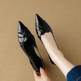 KYLETHOMASW  -  French-style 3cm Hollow-out Pointed-toe Woven Elegant Sandals, Summer Commuting Slip-on Shallow Mouth Elegant Single Shoes