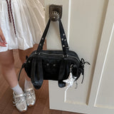 KYLETHOMASW  -  Women Small pu Leather Boston Shoulder Bag Y2K Daily Shopping Bags New Trend Female Fashion Handbags and Purses