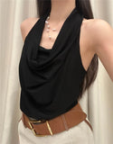 KYLETHOMASW  -  Sexy Knitted Backless Vest Women's Summer Design Unique Knot Exposure Back Outerwear Cotton Polyester Blend Breathable