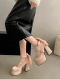KYLETHOMASW  -  Night Club Platform Women Lolita Pumps Fashion Butterfly-knot High Heel Shoes New Spring Autumn Ladies Stripper Party Shoes