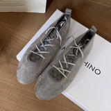 KYLETHOMASW  -  Autumn Cross Tied Round Toe Flat Shoes Women Retro Comfort Casual Shoes Shallow Ballet Style Elegant Mary Jane Shoes Women