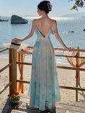 KYLETHOMASW  -  Sexy Spaghetti Strap Womens Dresses Elegant Slash Neck Sleeveless Party Dress Summer Fashion Holiday Beach Vestidos A-line Robe