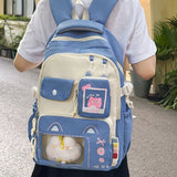 KYLETHOMASW  -  Cat Print Transparent Mochilas Mujer Sweet Large Capacity Mochila Fresh Sweet Bag New Teenage Girls Backpack Bags for Woman