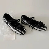 KYLETHOMASW  -  New Style Color Block Women Flats 2025 Mary Jane Square Toe Bow Sweet Women Shoes Casual Comfy Daily Dress Slip on Flats Shoes