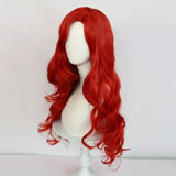 KYLETHOMASW  -  Anime 70cm 26inch Red Long Curly Mermaid Wig for Women Girls Wavy Synthetic Halloween Party Wigs Cosplay Wig Daily Wear Hair