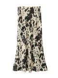 KYLETHOMASW  -  Spring Summer Women's Fashion niche animal print silk satin texture high waisted midi skirt