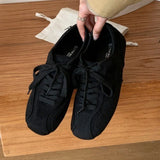 KYLETHOMASW  -  Suede Retro Lace Up Casual Flat Shoes Women Comfort Shallow Autumn Footwear Female Brown Fashion Brand Ballet Sneakers Women