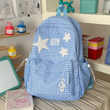 KYLETHOMASW  -  Plaid Star School Backpack Large Capacity Mochila Travel Mochilas Shopper Bag Student Bolsas Feminina Daily Casual Backpacks