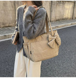 KYLETHOMASW  -  Lightweight Commuting Tote Bag Bow Versatile Shoulder Bags for College Students